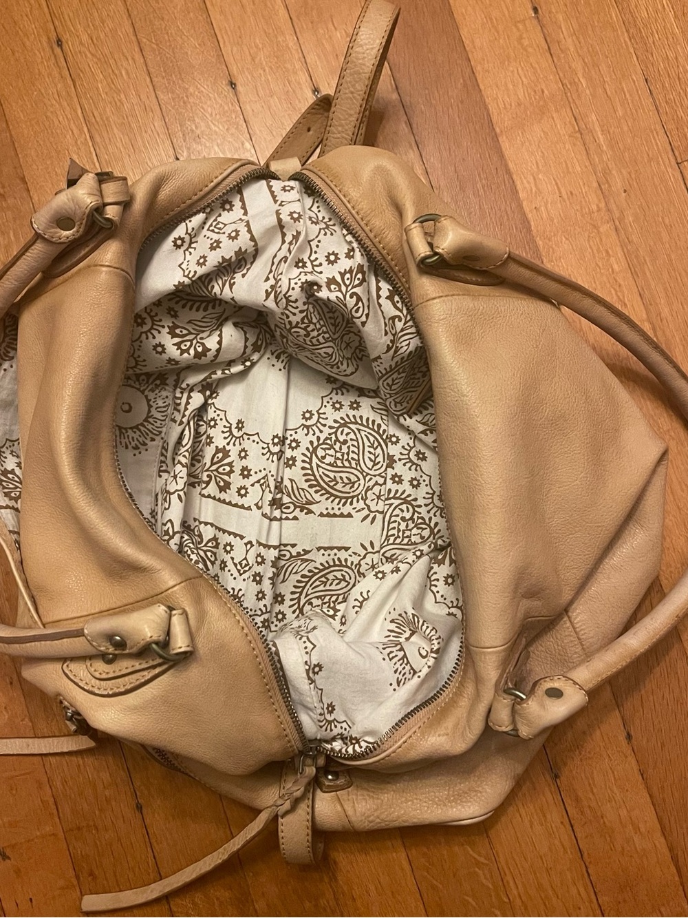 Free People Emerson Large Leather Tote Bag Tan Boho Slouchy Purse We The Free - Picture 9 of 9